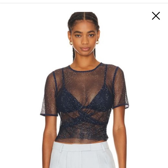 NWT Jonathan Simkhai Electra Baby Tee in Midnight - Picture 1 of 4